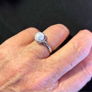 925 sterling silver fresh water pearl flower ring